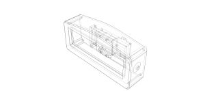 Wireframe CAD rendering of the Green segment display puzzle enclosure for Secret of Pamola, custom 3D printed by OrangeCube3D.